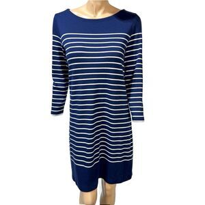 Vineyard Vines Navy White Striped Dress Size XL 3/4 Sleeve Pima Cotton Blend